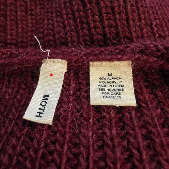 Moth Anthropologie Alpaca Blend Sweater Dress Size Medium Burgundy - Picture 4 of 4